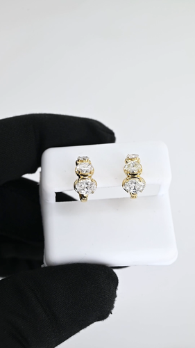 1.69 CT Lab Grown Oval Cut Diamond Hoop Earrings 14K Yellow Gold - Video 1 of 1