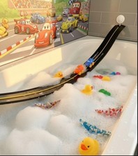 Race Car Bath Set, Bath Toys, Race car Set, Gift, Suction Cup Bath Track, 8 P...