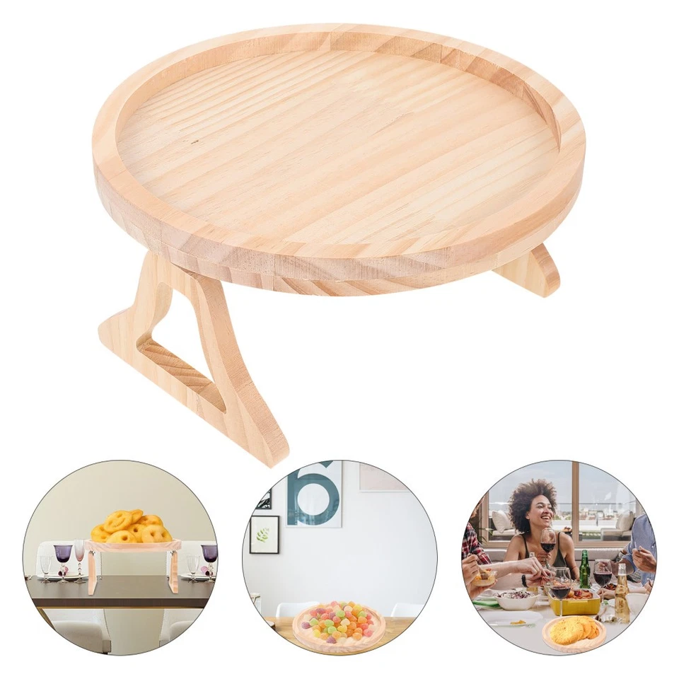 Couch Tray Sofa Snack Holder Multi-function Wood Household Table