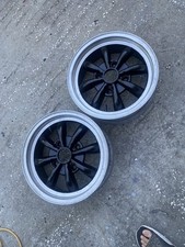 Vintage Vw Bug Bus 4 Lug Black 8 Spoke Wheel No Cap 15x 5.5 2 Lot Pair Nice