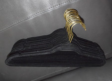 Lot of 16 Adult Felt Velvet Cloth Hangers  Non-Slip  BLACK
