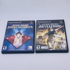 Lot of 2 Star Wars: Jedi Starfighter & Battlefront PS2 - CIB with Manual Tested