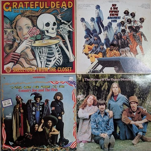 1960s Woodstock 4 LP Lot Grateful Dead Sly Stone Country Joe Mamas Papas VG+