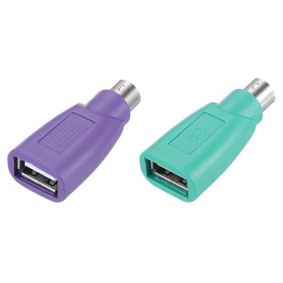 2 Pcs PS/2 to USB Port, PS/2 to USB Adapter PS/2 Female to USB Male Green/Purple