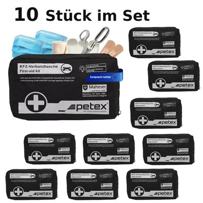 10 x Verbandtasche Erste Hilfe Kiste Notfallset Verbandkasten Auto DIN13164:2022