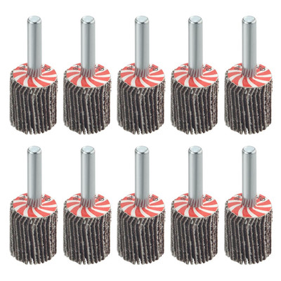 10PCS 3/4''×1'' Mounted Flap Wheels with 1/4'' Mandrel 80 Grit Flap Sanding Wheels