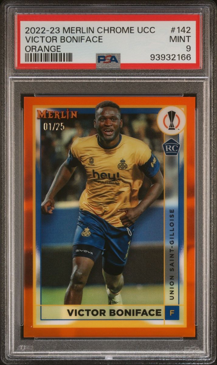 2022-23 Topps Merlin Chrome Victor Boniface Rookie RC Orange 1/25 PSA9 AC Milan