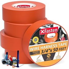 Wire Harness Tape Orange 5-Pack, 3/4 Inch X 50 Feet High Temp Wiring Loom Harnes