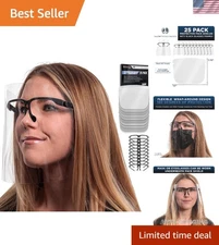 Salon World Safety Face Shields with Black Glasses Frames Pack of 25 - Ultra ...