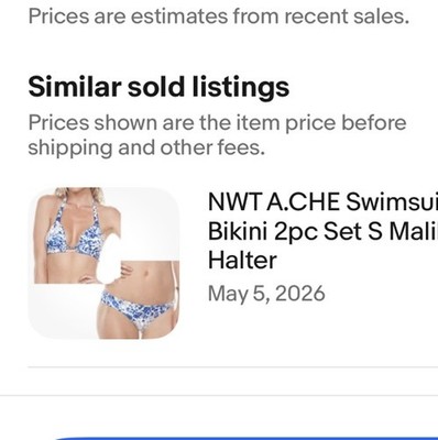 NWT A.CHE Swimsuit Bikini 2pc Set S Malibu Halter