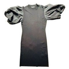 High fashion taffeta Women's 1X Black Puff Sleeve Mini Dress bodycon forever 21