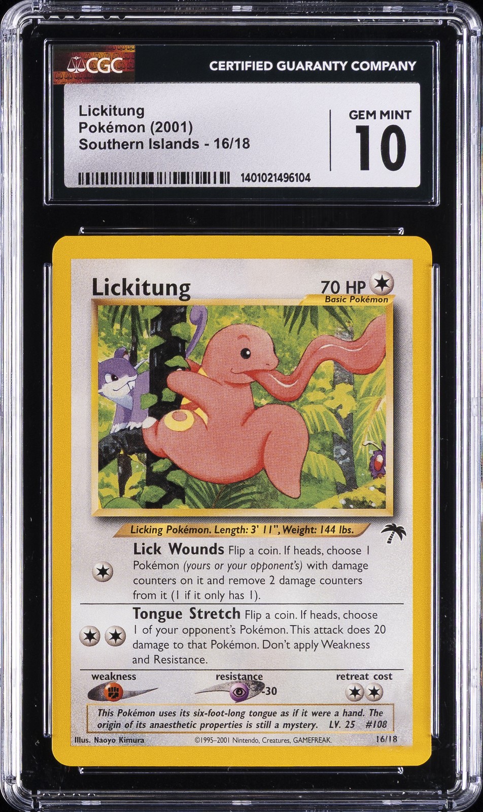 2001 POKEMON SOUTHERN ISLANDS PROMO #16 LICKITUNG CGC 10 GEM MINT