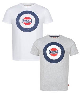 Lonsdale T-Shirt Premium Trevose Classic Mod Target Logo White Grey Hemd