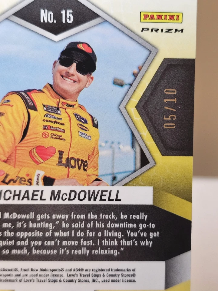 2023 Panini Chronicles Mosaic 5/10 Michael Mcdowell Gold Prizm Autographed Card - Image 2 of 3