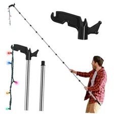 3-15 Ft Christmas Light Hanger Pole with Utility Hook, Extension Pole for 