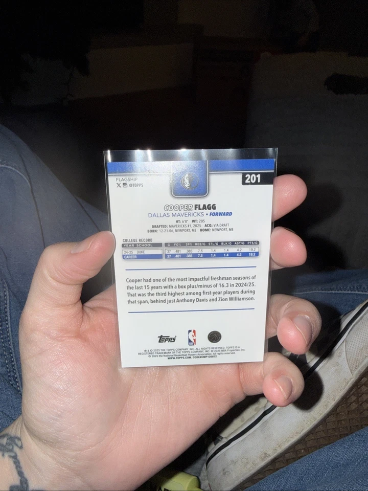 COOPER FLAGG ROOKIE RAINBOW REFRACTOR SILVER HOLO RARE Non Auto - MAVERICKS - Image 4 of 4