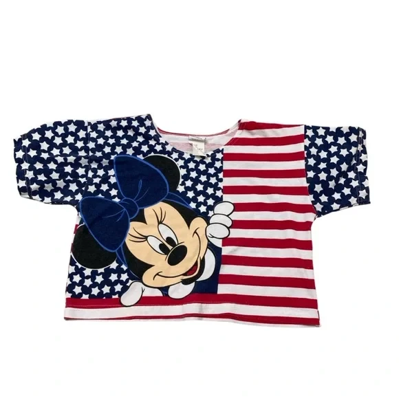 复古 90 年代迪士尼米奇米妮老鼠 7 月 4 日美国 2 件套女孩尺寸 7/8 — 第 4/4 张图片