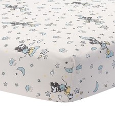 Lambs Ivy Disney Baby Moonlight Mickey Mouse Fitted Crib Sheet - White