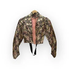 Antique Vintage Victorian High Neck Pink Silk Womens Bodice Jacket