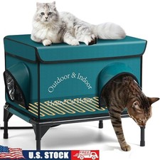 Heated Outdoor Cat House Insulated Waterproof Easy Assembly Safe Shelter New