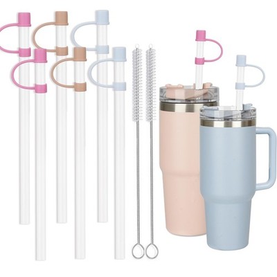 6 Length: 12 inches Diameter: 0.35-0.4 inches, A_6 Clear Straws + 6 Covers 