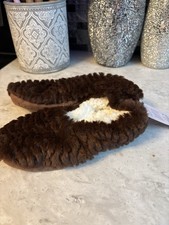 Womens Auden Faux Fur Slipper Socks Gripper Bottoms Small Medium Brown