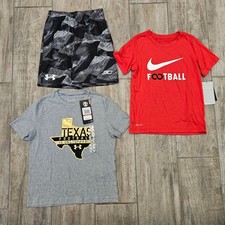 Boys Athletic Clothing Lot Youth XS Under Armour Nike Football Shirts Shorts NEW