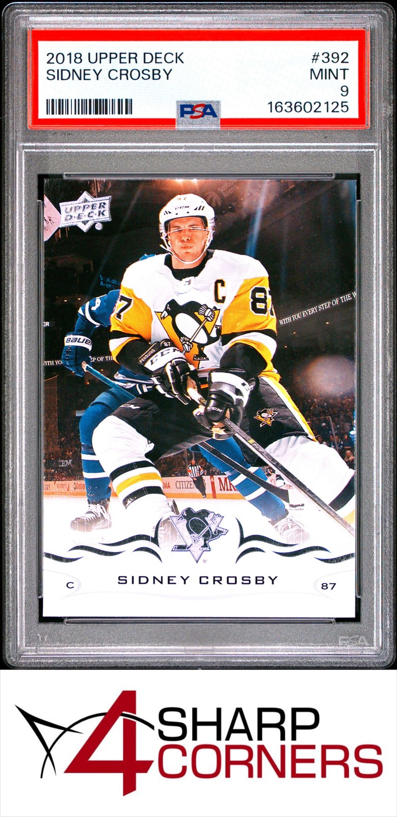 2018 UPPER DECK #392 SIDNEY CROSBY PENGUINS POP 6 PSA 9 view 1