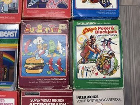 Lot of 12 Intellivision Games With Boxes: Dungeons & Dragons, Tron, Burgertime