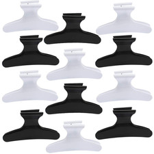 Hair Clips for Styling Sectioning 12 Pack Black White Butterfly Clamps Hair Claw