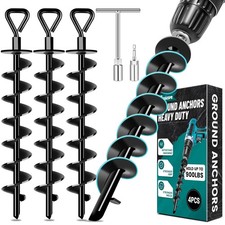 Ground Anchors Screw in , Heavy Duty Ground Trampoline Stakes High Wind Tent ...