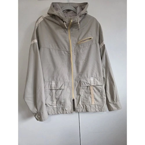 VTG 90s Pacific Trail Sportswear Hooded Windbreaker Jacket Beige Mens L - product listing photo