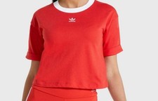 NEW WOMEN'S ADIDAS ORIGINALS CROP TOP TREFOIL TEE SHIRT ~SIZE MEDIUM 14