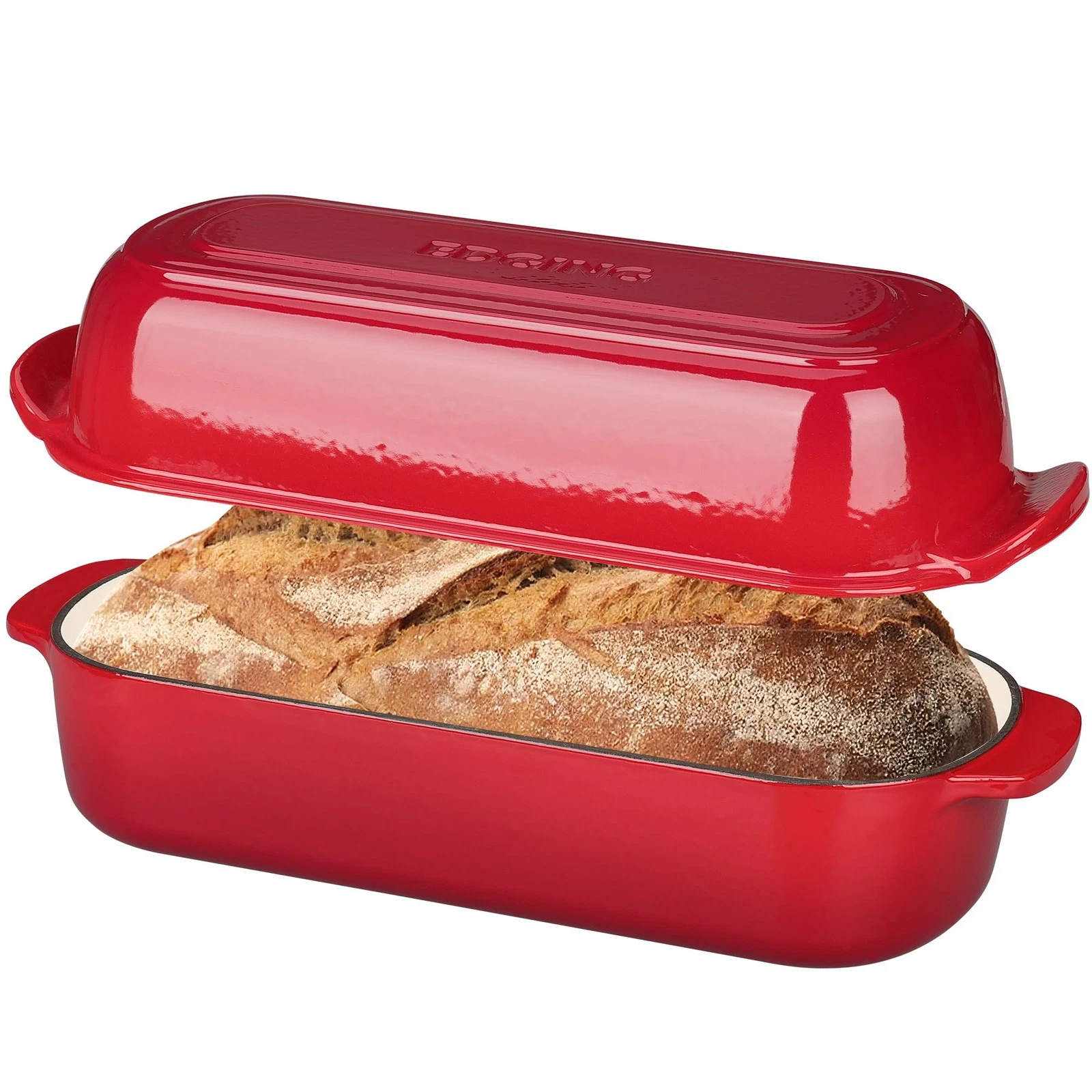 Enameled Cast Iron Loaf Pan with Lid, Bread pan, Dutch Oven Bread pan for Hom...