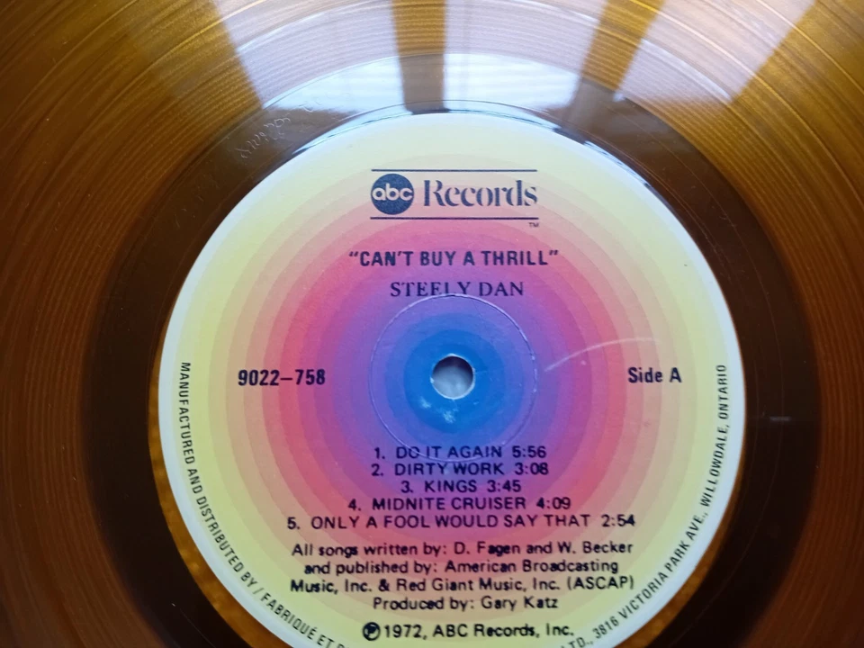 Steely Dan Can’t Buy A Thrill LP Clear Yellow Vinyl ABC Records 9022-758 - Image 3 of 4