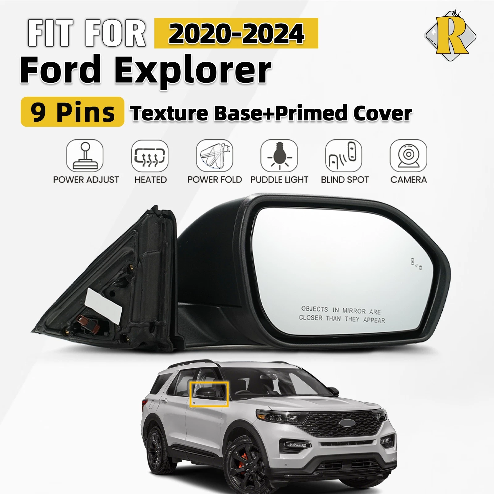 Side Mirror For 2020-2024 Ford Explorer Power W/Heated & HD Camera Right 9 Pin
Opens in a new window