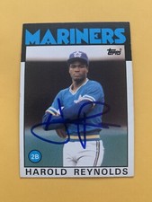Harold Reynolds SIGNED RC rookie card, 1986 Topps #769, Seattle Mariners
