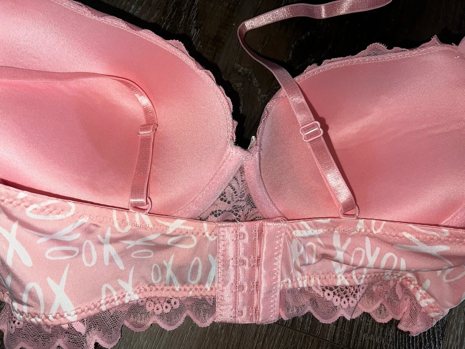 Daisy Fuentes ~ Sujetador de línea larga para mujer push up rosa con aros ~ 34B Foto 4 de 4