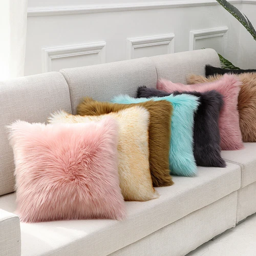Luxury Faux Wool Plush Soft Fluffy Cushion Cover Pillow Cases Sofa Home Decor AA - Picture 1 of 39