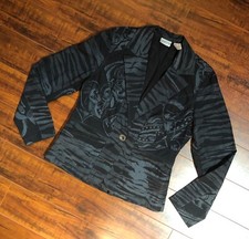CHICO'S DESIGNER sz 0 Black  Gray Urban CHIC Layering Dressy Jacket Blazer