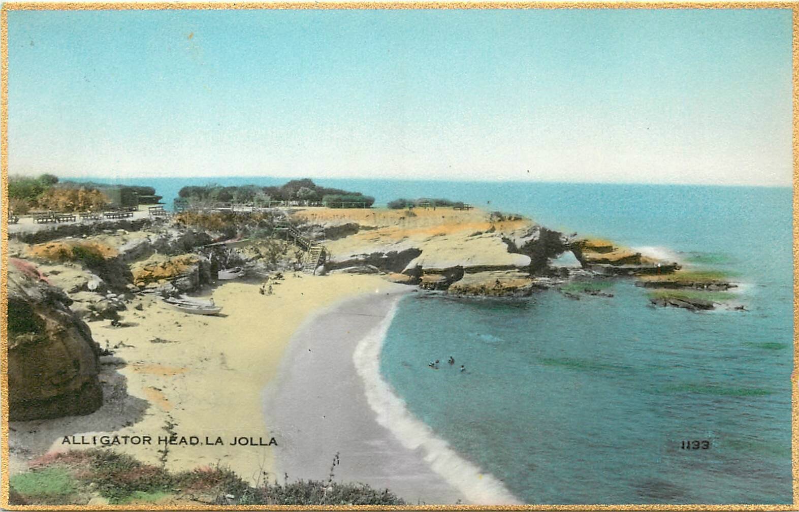 1930s La Jolla California San Diego Alligator head Martin RPPC Postcard 25-2590