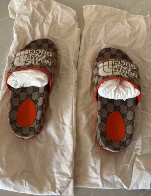 GUCCI NORTH FACE GG Logo slide Flat Sandals Mules Shoes Men Size 7