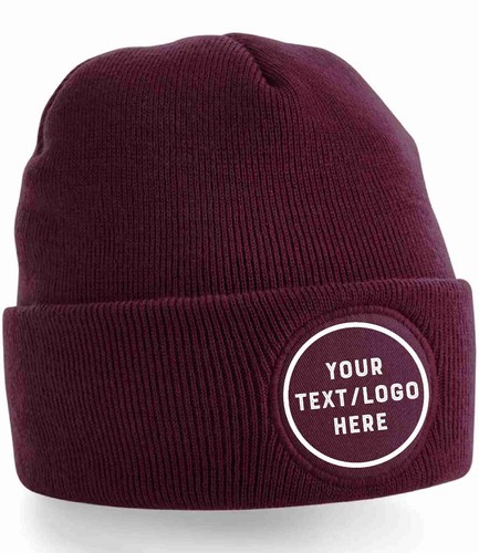 Custom Personalised Printed Beanie Thinsulate Round Patch Hat Name Logo Winter - Picture 6 of 20
