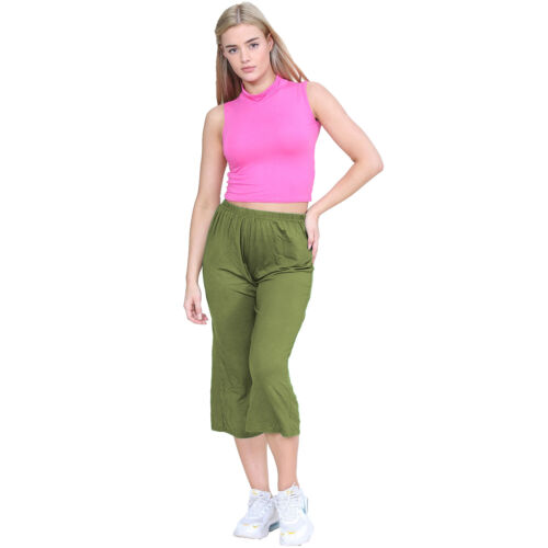 P&R Dancewear LTD Women’s Flared Wide Leg Stretch Shorts 3/4th Palazzo Pants - Picture 3 of 66