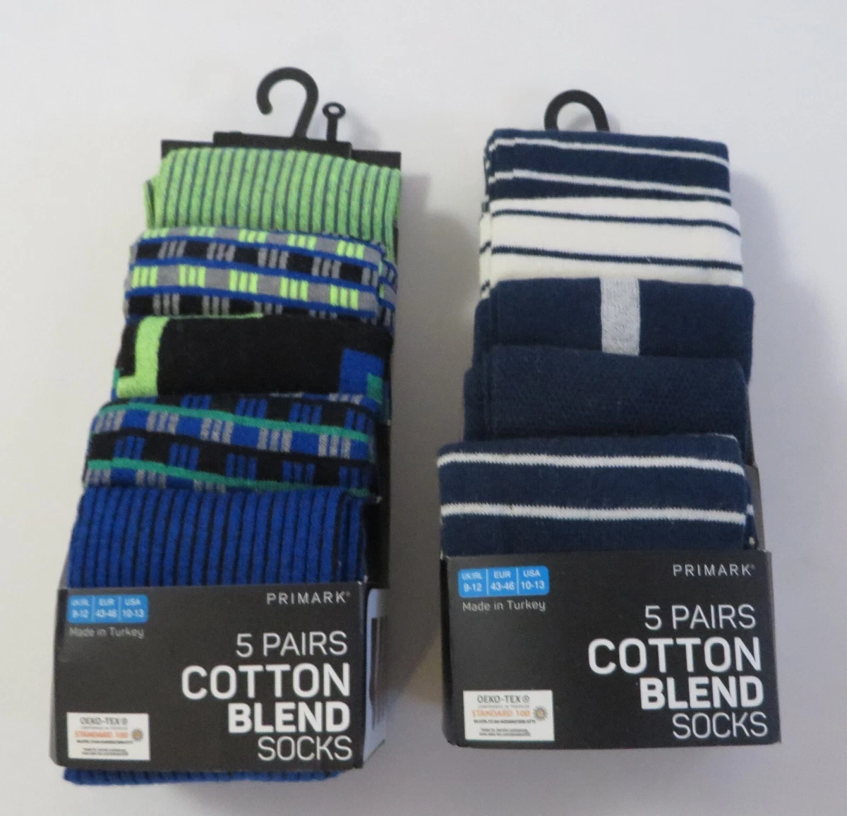 Primark 5 pares de calcetines de mezcla de algodón talla 10-13 multicolor
