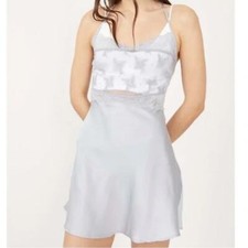 Free People Ready Now Cross Back Lace Mini Slip Dress