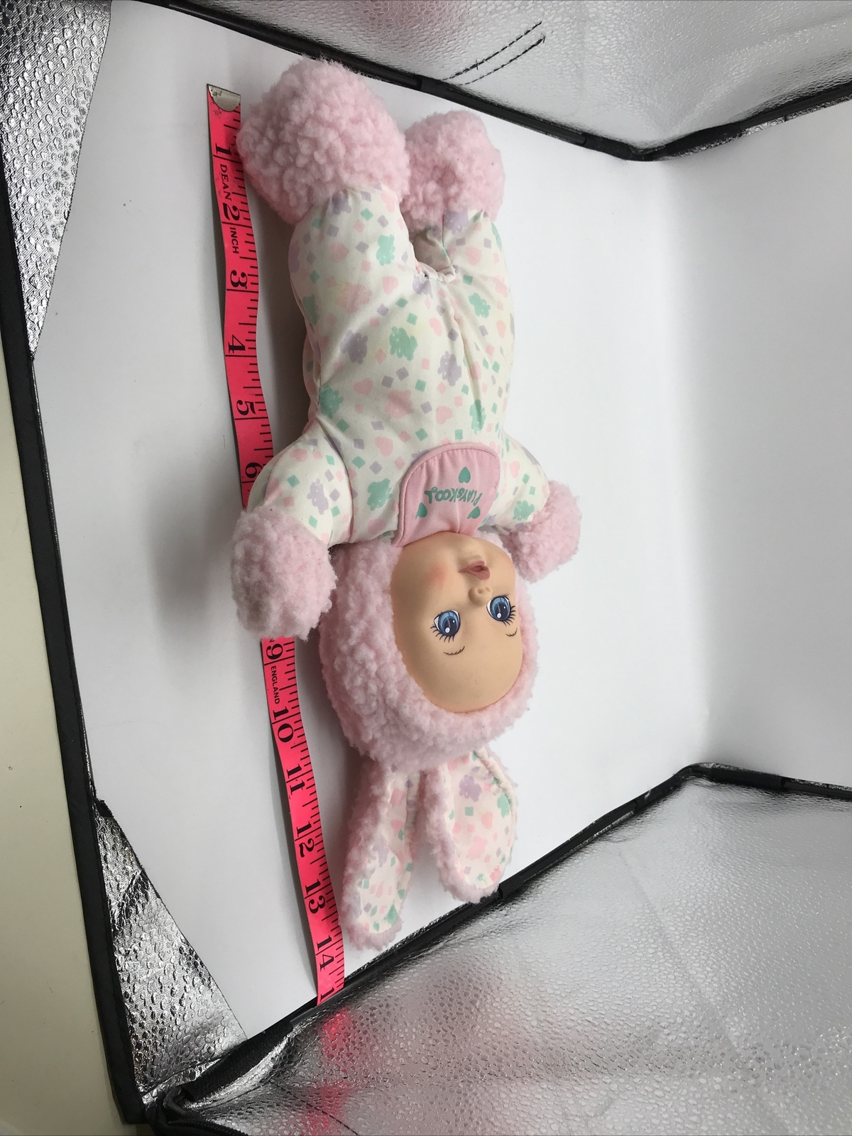 Vintage Playskool  My Very Soft Baby Doll Bunny Ears Squeaker 1992 Pink Sherpa