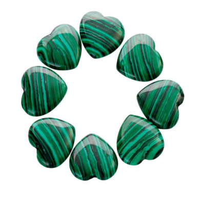 20pcs Artificial Malachite Stone Heart Gemstone for Home Decor Ornament 25x6mm