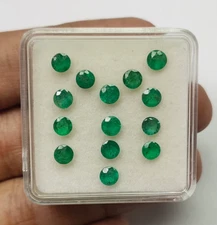 Natural Colombia Green Emerald 6 MM Round 14Pcs Lot GIE Certified Loose Gemstone