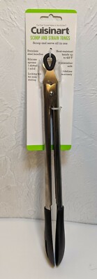 Genuine Cuisinart Scoop And Strain Tongs Stainless Steel, Dishwasher Safe New